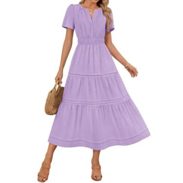 Imagem de Vestido ZESICA Summer Casual Midi para mulheres roxo tamanho M
