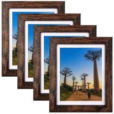 Imagem de Porta-retratos SESEAT Rustic Brown 8x10 com tapete, 4 pacotes