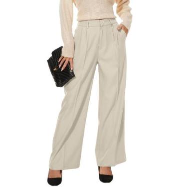 Imagem de Calças femininas KICZOY, pernas largas, cintura alta, soltas, trabalho