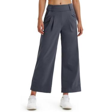 Imagem de Calça social de perna larga Libin para mulheres de cintura alta XS Gre