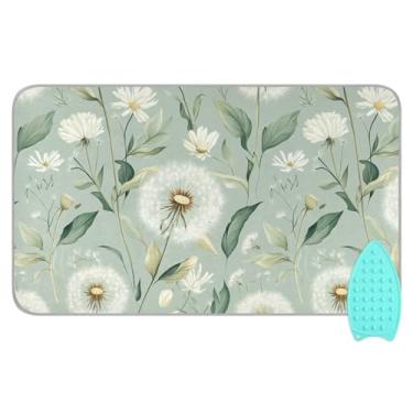 Imagem de Tatenale Tapete de engomar de flores de dente de leão verde sálvia para mesa cobertor portátil para lavadora e secadora bancada viagem