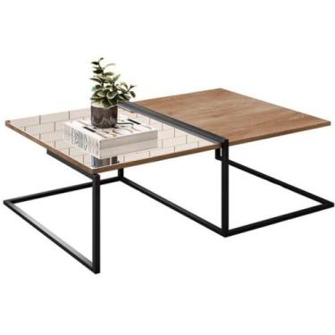 Imagem de Mesa De Centro Decorativa Com Espelho Aurora Demolição Preto - Black H