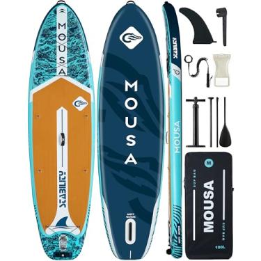 Imagem de Mousa Prancha De Stand-Up Paddle Extra Larga 11' X 35", Sup Inflável E Capacidade Para 430 Lb Todos Os Níveis Habilidade, Pesca Com Deck Eva, Nadadeira Americana, Bomba Alta Pressão, Bolsa 100 L, Gu