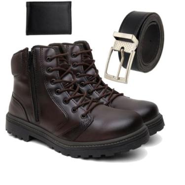 Imagem de Kit Bota Coturno Masculino Casual confort + Cinto e carteira - Giolo, 