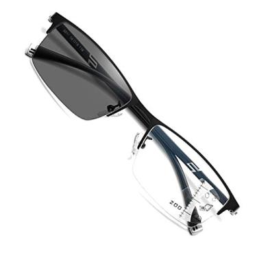 Imagem de Óculos masculinos fotocromáticos multifoco 3 Powers in 1 Reader, muda para cinza no sol, Preto/branco, Normal size