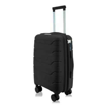 Imagem de Mala de Bordo Rígida em Polipropileno, 10kg, 4 Rodas 360º, com Expansor e Cadeado Segredo P1MB (Preta A)