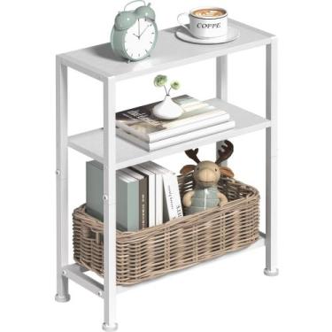 Imagem de Mesa lateral Homedawn Narrow de 2 camadas com suporte de prateleira br