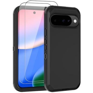 Imagem de Aimoll-88 Capa para Google Pixel 10/Pixel 10 Pro com 2 protetores de tela resistente contra quedas, capa protetora de celular à prova de poeira para Pixel 9/9 Pro (preto)