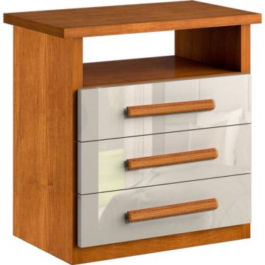 Imagem de Mesa de Cabeceira 3 gavetas telescópicas - Malibu-Nature/Off - Bianchi Móveis