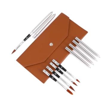 Imagem de EORTA 6 pincéis de aquarela de viagem com bolsa de couro, conjunto de pincéis extensíveis, pincel de arte profissional portátil para aquarela, guache, tinta acrílica, 6 tamanhos