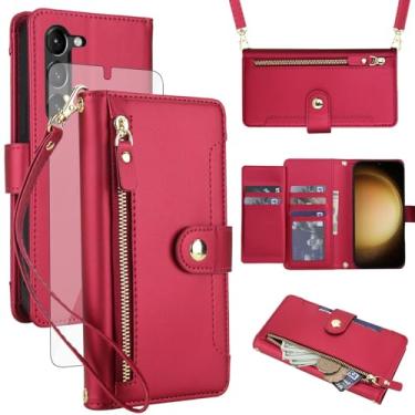 Imagem de Asuwish Capa de celular para Samsung Galaxy S23 Plus S23+ 5G com zíper carteira, com protetor de tela de vidro temperado e alça, suporte para cartão de crédito S23plus 23S + S 23 23+ SM-S916U 16.8 cm