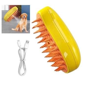 Imagem de Escova a Vapor Cao Pet Cachorro Gato Removedor de Pelo Eletrico Recarregavel Higiene Limpeza