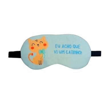 Imagem de Masca de Dormir Gato Fofo com gravata Tapa Olhos Acho que vi um Gatinho Azul