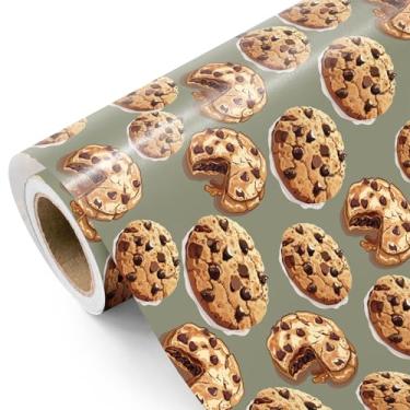 Imagem de WRAPAHOLIC Rolo de papel de embrulho de biscoito - Mini rolo - 43 cm x 40 cm - Papel de embrulho de biscoitos com gotas de chocolate para aniversário, chá de bebê, casamento, amante de confeitaria