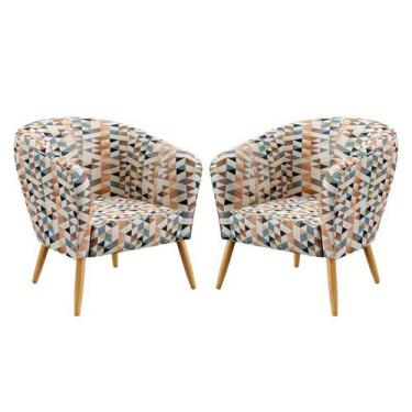 Imagem de Kit 2 Poltronas Vênus Suede Estampado Laranja Aradecor