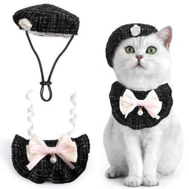 Imagem de Fantasia de princesa para animais de estimação, chapéu de boina de gat