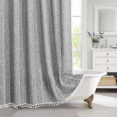 Imagem de Conjunto de cortinas de chuveiro MitoVilla Dark Grey Farmhouse 180x200