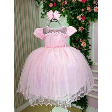 Imagem de Vestido Jardim Encantado Rosa Bebê Festa Luxo - Tecido Tafeta - Fabulo