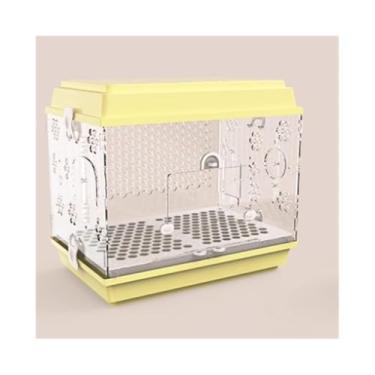 Imagem de Gaiola de pássaro gaiola de papagaio transparente de acrílico grande ornamental chassi removível fácil de limpar ninho de pássaro (amarelo)