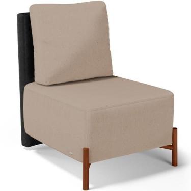 Imagem de Poltrona Decorativa Living Hungria L02 material sintético Preto Linho 