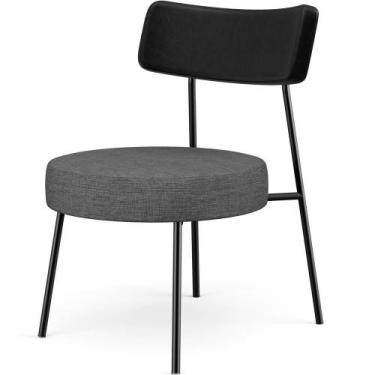 Imagem de Poltrona Decorativa Fixa Londres L02 material sintético Preto Linho Ci