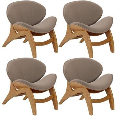 Imagem de Kit 4 Poltronas Decorativa Orgânica Sala Living Kadosh L02 Bouclê Bege