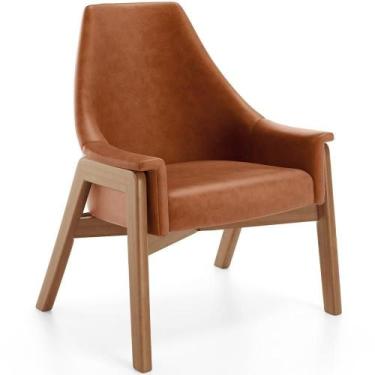 Imagem de Poltrona Decorativa Sakura L02 material sintético Camel - Lyam Decor