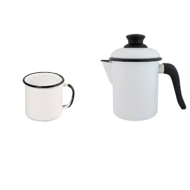 Imagem de Leiteira E Caneca Qualidade Em Agata 900 Ml Branca Ewel