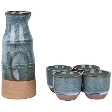 Imagem de JOEUQK Janpanese for Health Sake Conjunto de pote de saquê esmaltado feito à mão, cerâmica, cerâmica, porcelana, saquê, copo de vinho