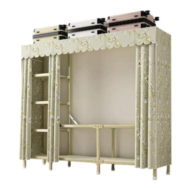 Imagem de YPDJVLTI Armário portátil guarda-roupa portátil com haste de pendurar roupas armário tecido oxford 163 cm/190 cm armário de armazenamento para quarto grande guarda-roupa espaçoso