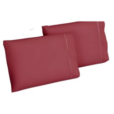 Imagem de Jogo De Lençol King Size 4 Peças 400 Fios Com Elástico Toque de Seda Detalhe Ponto Palito(VERMELHO)