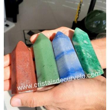 Imagem de 1 kg de Pontas de Quartzo Azul Sextavadas e Lapidadas para Revenda em 