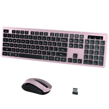 Imagem de Combinação de teclado e mouse sem fio COVEVA 2,4 GHz preto rosa