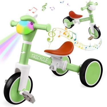 Imagem de Triciclo FZHZZ para crianças de 1 a 5 anos com luz e música verde