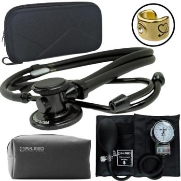 Imagem de Kit Esteto Black Aparelho Pressao Premium Esfigmomanometro - P.A MED, 