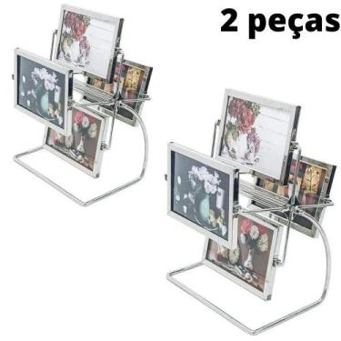 Imagem de Kit 2 Porta Retrato Giratorio 8 Fotos Roda Gigante 10x15cm - DRATINI, 