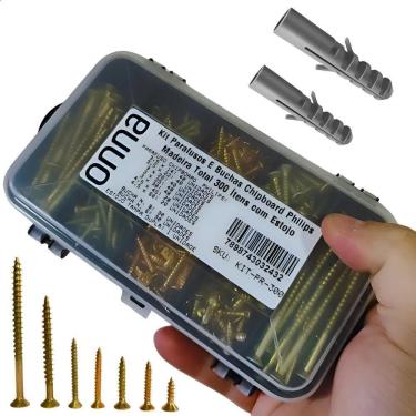 Imagem de Kit Parafusos E Buchas Chipboard Philips Madeira Parede Tota