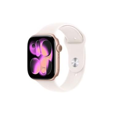 Imagem de Apple Watch Series 11 GPS+ Cellular 46mm Ouro Rosa Pulseira M/G Esportiva Blush-Clara