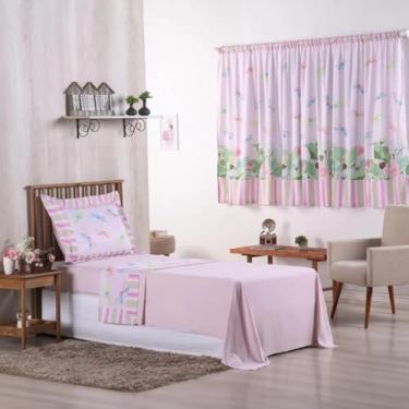 Imagem de Jogo de Cama Infantil Solteiro, 3 Peças, Estampa Digital, 300 Fios, para Menino e Menina (Libélulas)