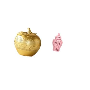 Imagem de Fenteer Estatueta de Fruta de Resina Moderna E Escultura de Jarra de Gengibre de Porcelana para Mesa, Estante, Sala de Jantar, Quarto, Escritório, Arranjo Flo