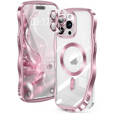 Imagem de [Anel de CD e borda ondulada encaracolada] para iPhone 16 Pro, 2025 atualizada [proteção total da câmera] [compatível com Mag-Safe] Capa transparente macia não amarelada para 16 Pro 16 cm homens e