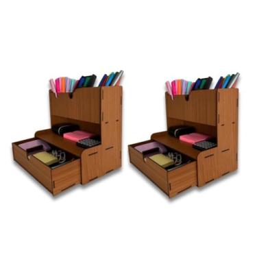 Imagem de Organizador para Escritório e Home Office, Porta Canetas e Lápis de Madeira (2 Organizadores)