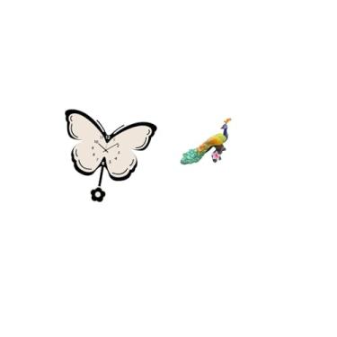 Imagem de Fenteer Relógio de Parede de Acrílico com Borboleta E Pavão, Escultura Anti-taque, Estatueta Decorativa, Ornamento para Escritório, Sala de Jantar, Quar