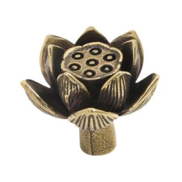 Imagem de IEUDNS Puxador de armário Lotus Seedpod, puxador de porta de latão, de cômoda moderno multiuso, de armário para estante de cozinha, Cobre