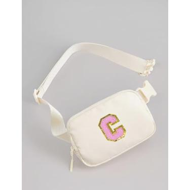 Imagem de Bolsa esportiva de cor sólida com alça de ombro ajustável e zíper, bolsa transversal diária, ótima opção de presente, Branco - C, Leve