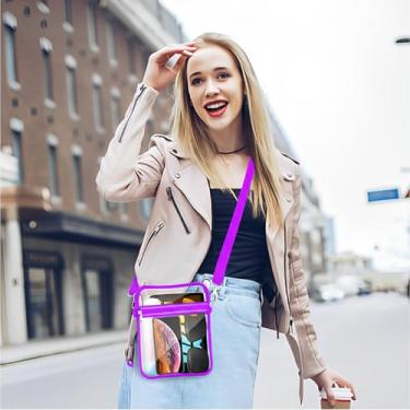 Imagem de Bolsa transparente para eventos de estádio bolsas transparentes para mulheres bolsa carteiro transversal, Cor violeta, F, Casual