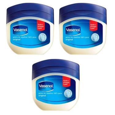 Imagem de Kit 3 Geléia De Vaselina Vasenol 100% Pura 100g - Vasenol