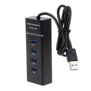 Imagem de Hub USB 3.0 de 4 portas, cabo de 28 cm, compatível com Mac e PC