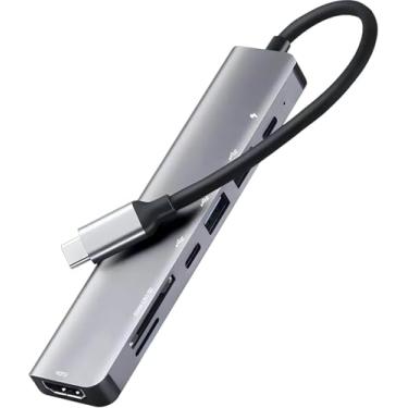 Imagem de Adaptador Hub 7 em 1 USB-C Premium com Saída HDMI 4K a 60Hz, 7 Portas, USB 3.0, Leitor de Cartão SD, Fonte de Alimentação Tipo C, Carregamento Rápido Multiportas