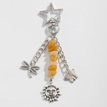 Imagem de Chaveiro punk estrelas sol lua pingente chaveiro para mulheres contas coloridas chaveiro acessórios (#C-1 peça)